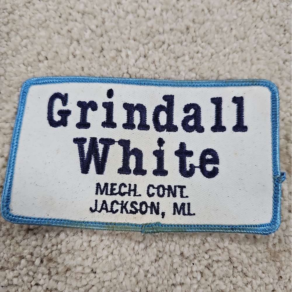 Grindall White Mechanical Construction Jackson Michigan MI Patch Vintage Sew On